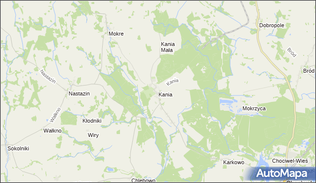 mapa Kania gmina Chociwel, Kania gmina Chociwel na mapie Targeo
