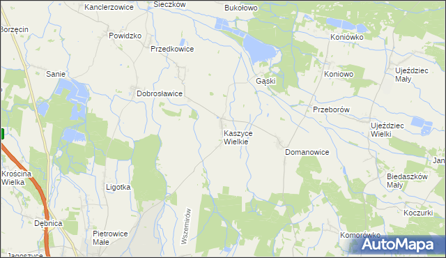 mapa Kaszyce Wielkie, Kaszyce Wielkie na mapie Targeo