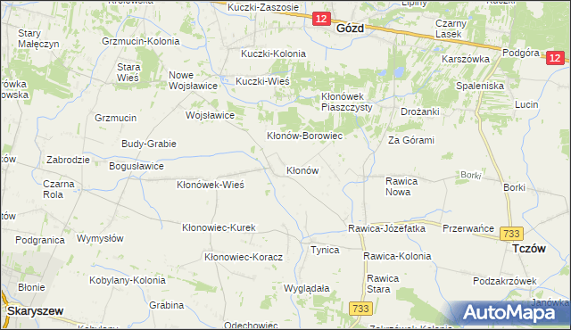 mapa Kłonów, Kłonów na mapie Targeo