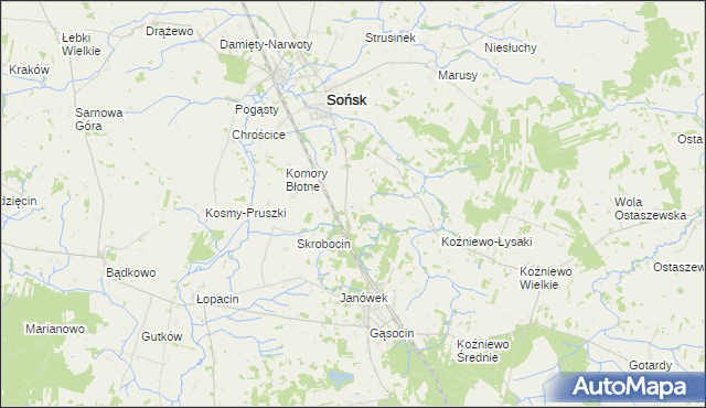 mapa Komory Dąbrowne, Komory Dąbrowne na mapie Targeo