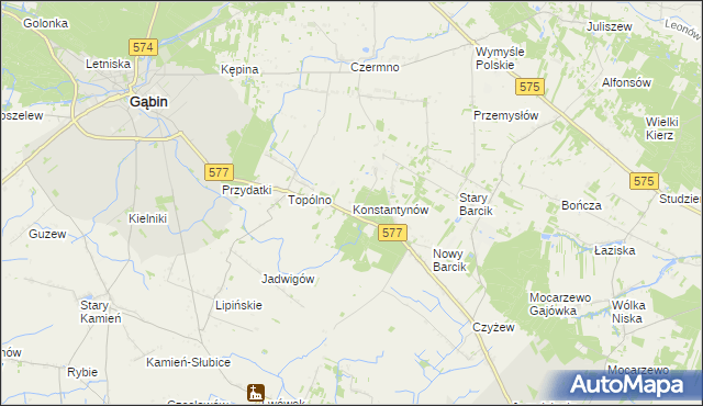 mapa Konstantynów gmina Gąbin, Konstantynów gmina Gąbin na mapie Targeo
