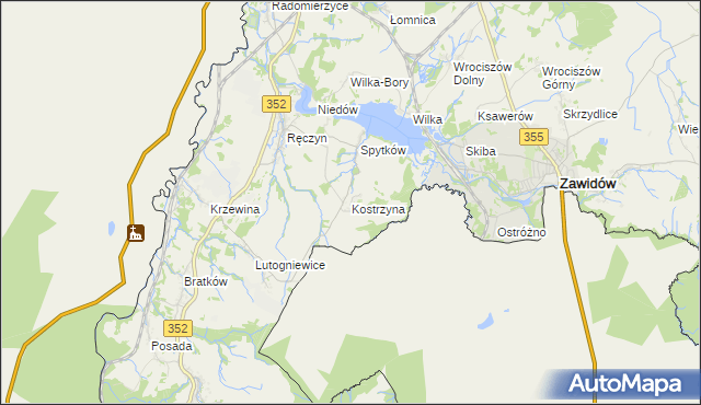 mapa Kostrzyna gmina Zgorzelec, Kostrzyna gmina Zgorzelec na mapie Targeo