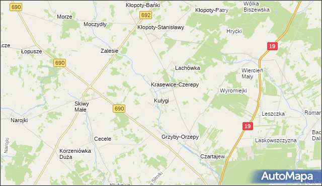 mapa Krasewice-Jagiełki, Krasewice-Jagiełki na mapie Targeo