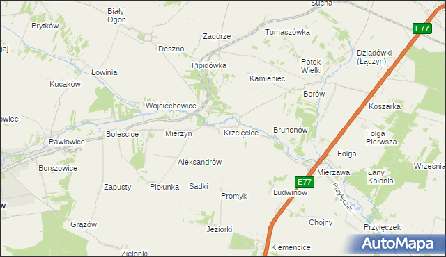 mapa Krzcięcice, Krzcięcice na mapie Targeo