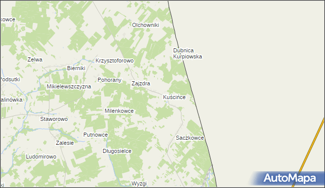 mapa Kuścińce, Kuścińce na mapie Targeo