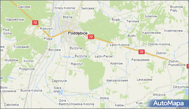 mapa Łężki-Parcel, Łężki-Parcel na mapie Targeo