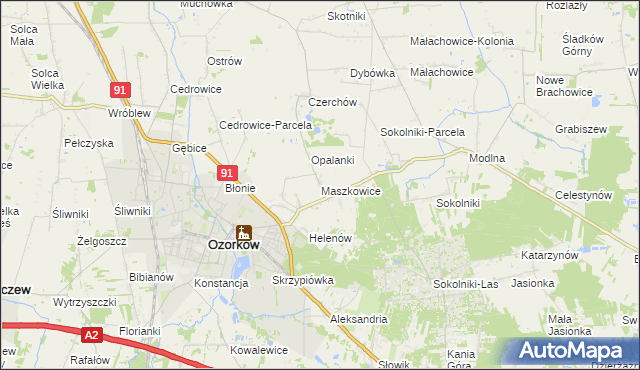 mapa Maszkowice gmina Ozorków, Maszkowice gmina Ozorków na mapie Targeo