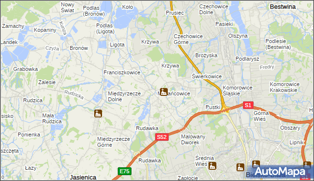 mapa Mazańcowice, Mazańcowice na mapie Targeo
