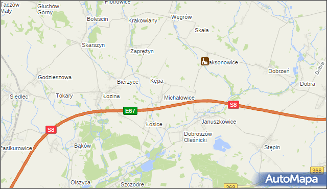 mapa Michałowice gmina Długołęka, Michałowice gmina Długołęka na mapie Targeo