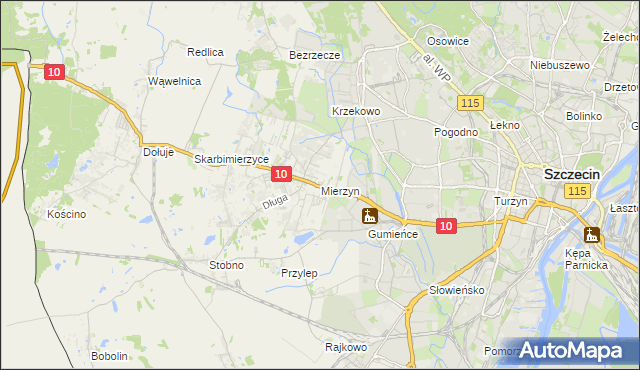 mapa Mierzyn gmina Dobra (Szczecińska), Mierzyn gmina Dobra (Szczecińska) na mapie Targeo