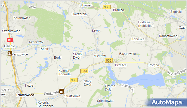 mapa Mizerów, Mizerów na mapie Targeo