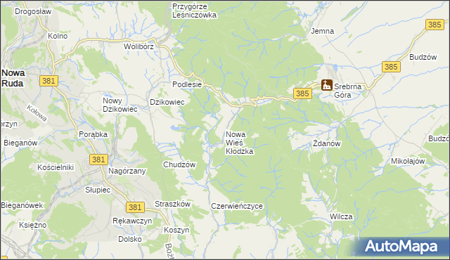 mapa Nowa Wieś Kłodzka, Nowa Wieś Kłodzka na mapie Targeo