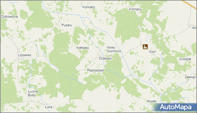 mapa Orzeszki, Orzeszki na mapie Targeo