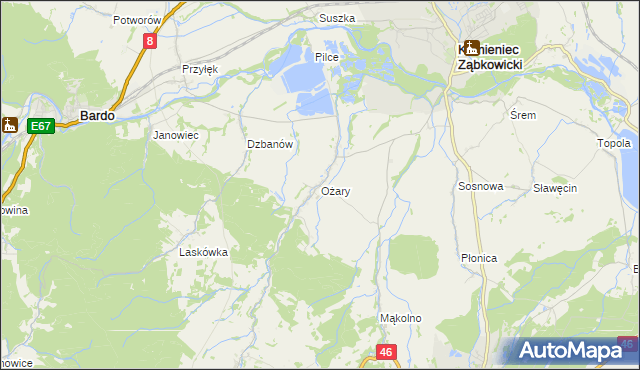 mapa Ożary, Ożary na mapie Targeo