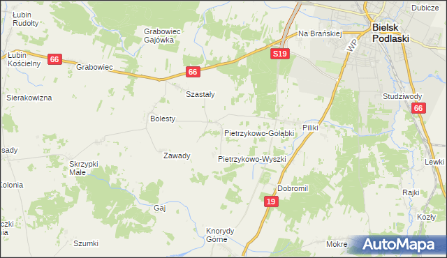 mapa Pietrzykowo-Gołąbki, Pietrzykowo-Gołąbki na mapie Targeo