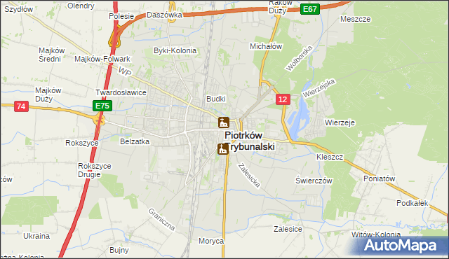 mapa Piotrków Trybunalski, Piotrków Trybunalski na mapie Targeo