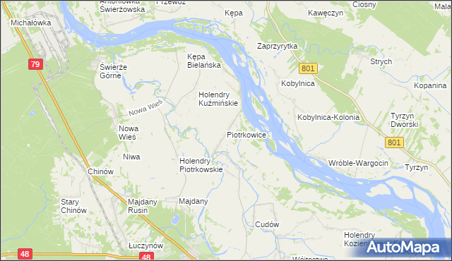 mapa Piotrkowice gmina Kozienice, Piotrkowice gmina Kozienice na mapie Targeo