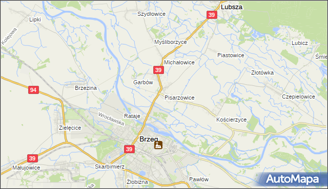 mapa Pisarzowice gmina Lubsza, Pisarzowice gmina Lubsza na mapie Targeo