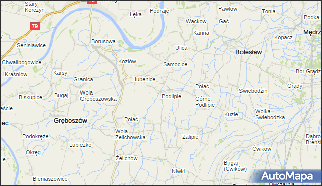 mapa Podlipie gmina Bolesław, Podlipie gmina Bolesław na mapie Targeo