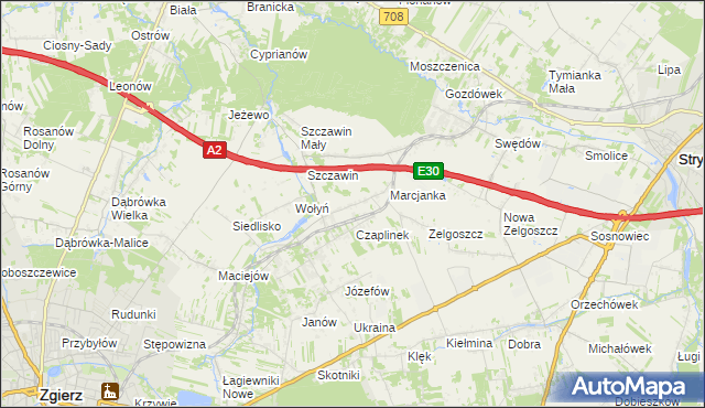 mapa Podole gmina Zgierz, Podole gmina Zgierz na mapie Targeo