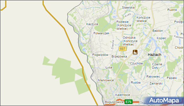 mapa Pogwizdów gmina Hażlach, Pogwizdów gmina Hażlach na mapie Targeo