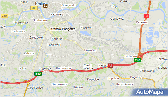 mapa Prokocim, Prokocim na mapie Targeo