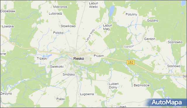 mapa Prusim gmina Resko, Prusim gmina Resko na mapie Targeo