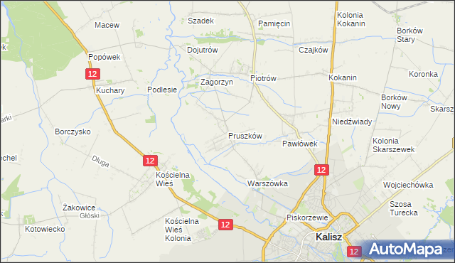 mapa Pruszków gmina Blizanów, Pruszków gmina Blizanów na mapie Targeo