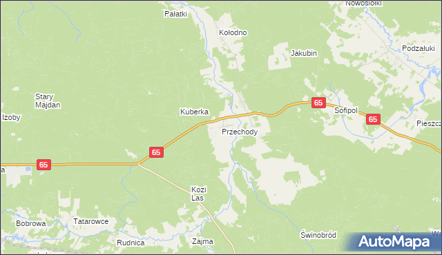 mapa Przechody gmina Gródek, Przechody gmina Gródek na mapie Targeo