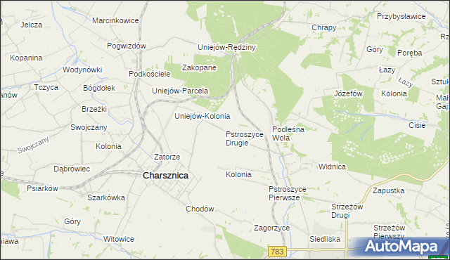 mapa Pstroszyce Drugie, Pstroszyce Drugie na mapie Targeo