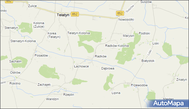 mapa Radków gmina Telatyn, Radków gmina Telatyn na mapie Targeo