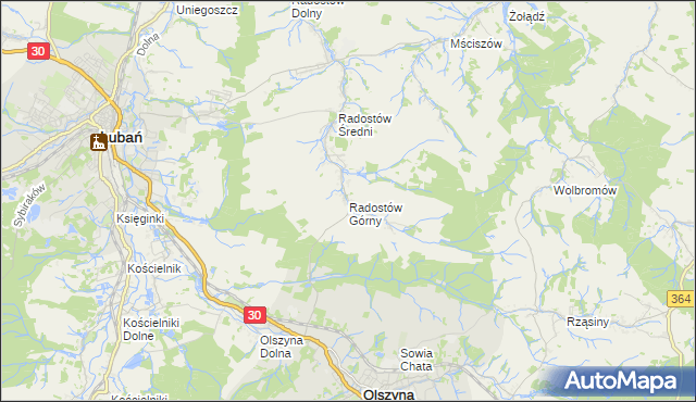 mapa Radostów Górny, Radostów Górny na mapie Targeo