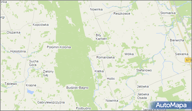 mapa Romanówka gmina Sidra, Romanówka gmina Sidra na mapie Targeo