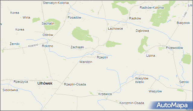 mapa Rzeplin gmina Ulhówek, Rzeplin gmina Ulhówek na mapie Targeo