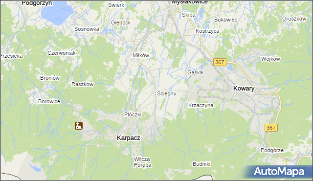 mapa Ściegny, Ściegny na mapie Targeo