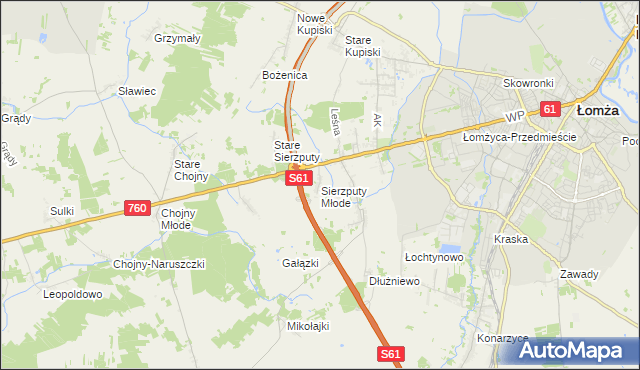 mapa Sierzputy Młode, Sierzputy Młode na mapie Targeo