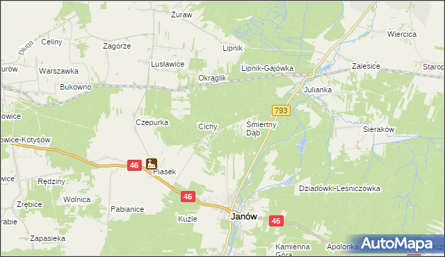 mapa Śmiertny Dąb-Leśniczówka, Śmiertny Dąb-Leśniczówka na mapie Targeo