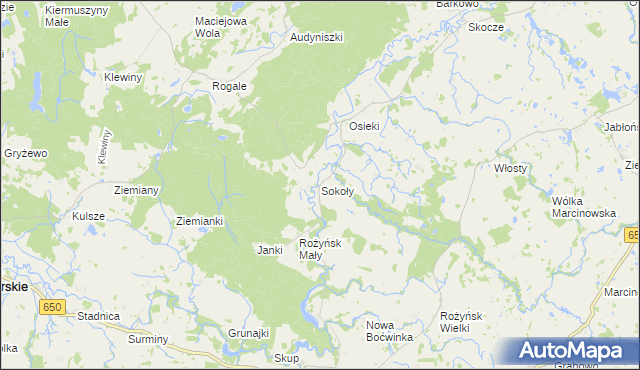 mapa Sokoły gmina Gołdap, Sokoły gmina Gołdap na mapie Targeo