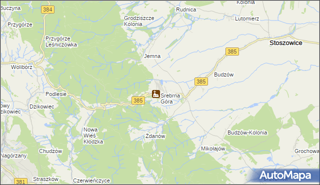 mapa Srebrna Góra gmina Stoszowice, Srebrna Góra gmina Stoszowice na mapie Targeo