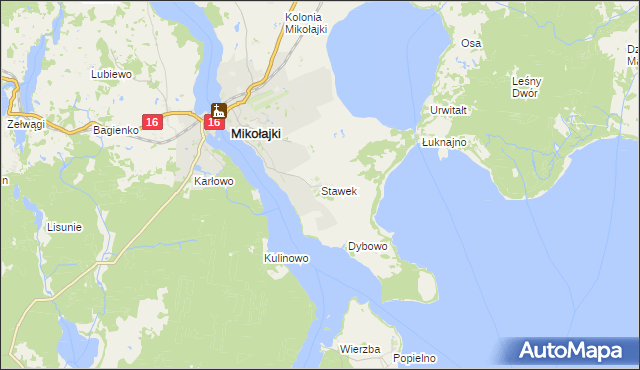 mapa Stawek gmina Mikołajki, Stawek gmina Mikołajki na mapie Targeo