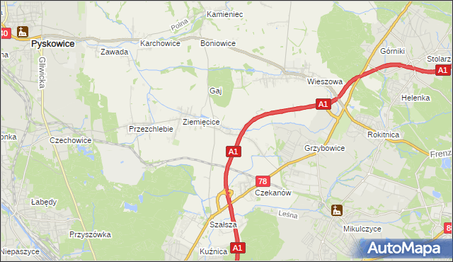 mapa Świętoszowice, Świętoszowice na mapie Targeo