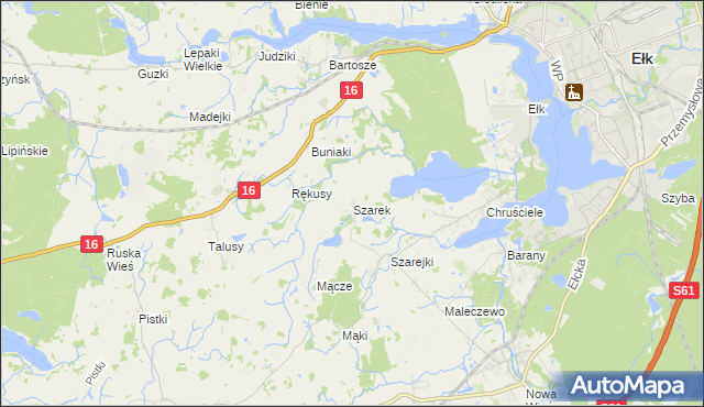 mapa Szarek gmina Ełk, Szarek gmina Ełk na mapie Targeo