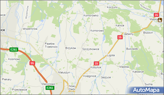 mapa Szczytkowice, Szczytkowice na mapie Targeo