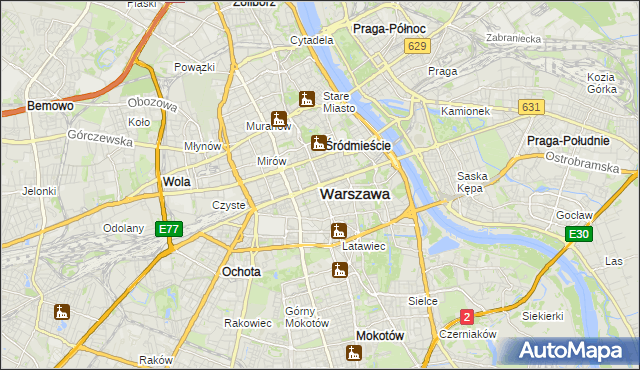 mapa Warszawy, Warszawa na mapie Targeo