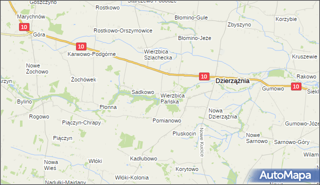 mapa Wierzbica Pańska, Wierzbica Pańska na mapie Targeo