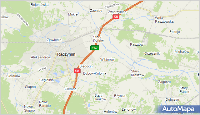 mapa Wiktorów gmina Radzymin, Wiktorów gmina Radzymin na mapie Targeo