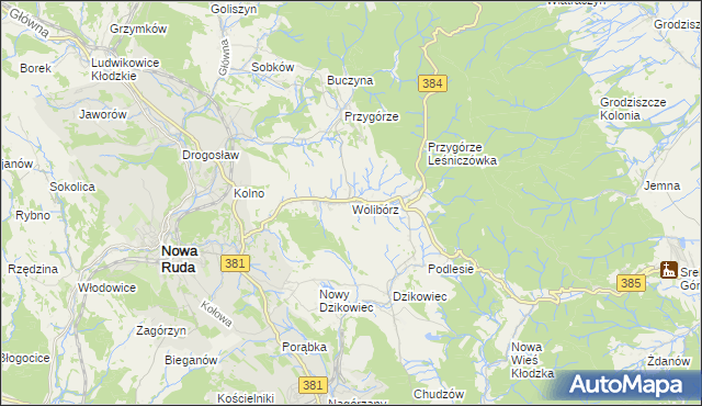 mapa Wolibórz, Wolibórz na mapie Targeo