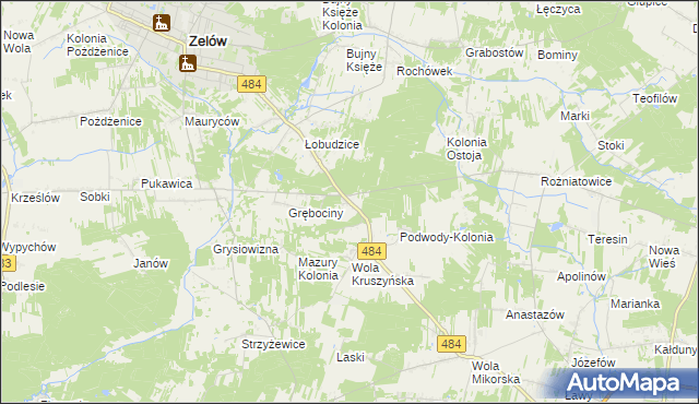 mapa Wygoda gmina Bełchatów, Wygoda gmina Bełchatów na mapie Targeo