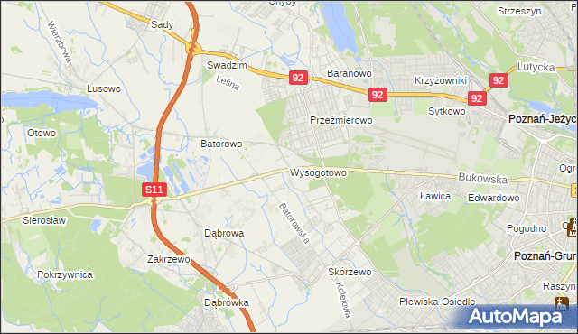 mapa Wysogotowo, Wysogotowo na mapie Targeo