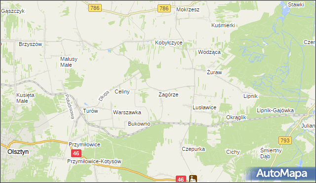 mapa Zagórze gmina Janów, Zagórze gmina Janów na mapie Targeo